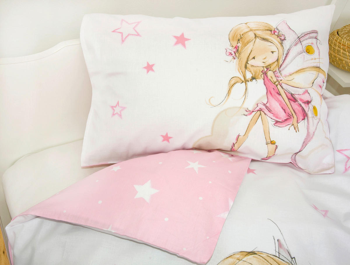 BABYBETTWÄSCHE Little Fairy 100/135 cm  - Hellrosa/Weiß, Basics, Textil (100/135cm) - baby best