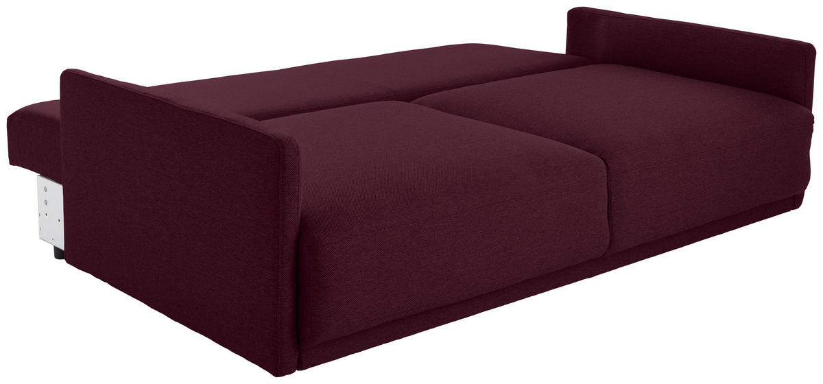 SCHLAFSOFA in Webstoff Weinrot  - Weinrot/Schwarz, Design, Kunststoff/Textil (217/95/110cm) - Livetastic