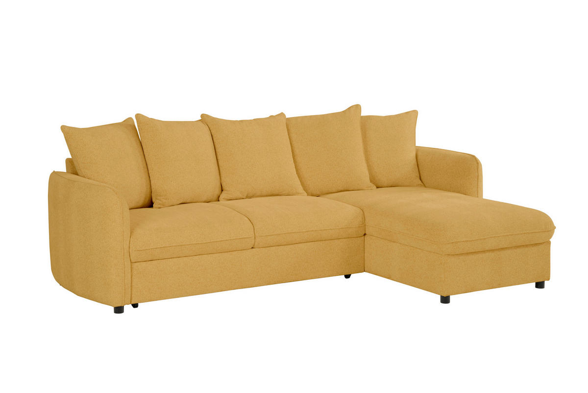 ECKSOFA in Chenille Senfgelb  - Senfgelb, Design, Textil (254/160cm) - MID.YOU