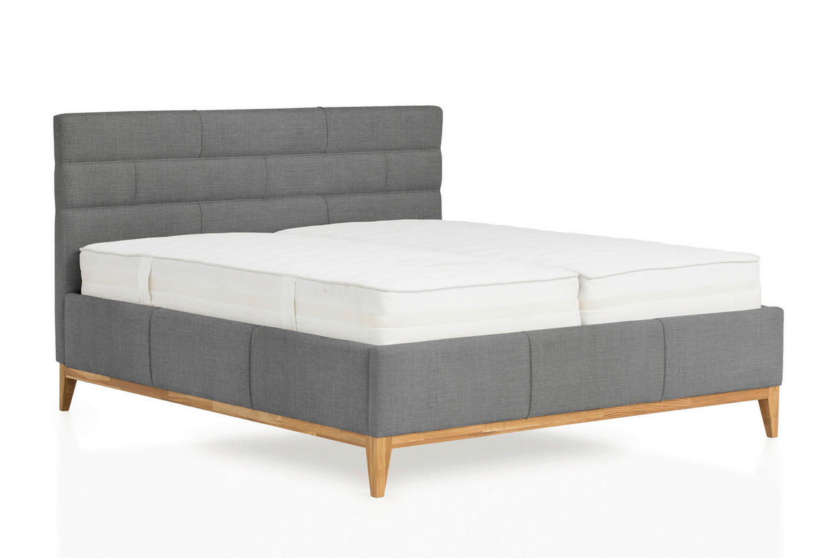 KÁRPITOZOTT ÁGY 160/200 cm  szürke  - szürke, Basics, műanyag/textil (160/200cm) - Carryhome