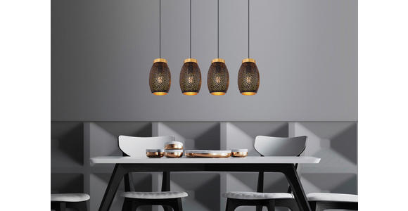 HÄNGELEUCHTE 90/15/120 cm - Goldfarben/Schwarz, Design, Kunststoff/Metall (90/15/120cm) - Novel