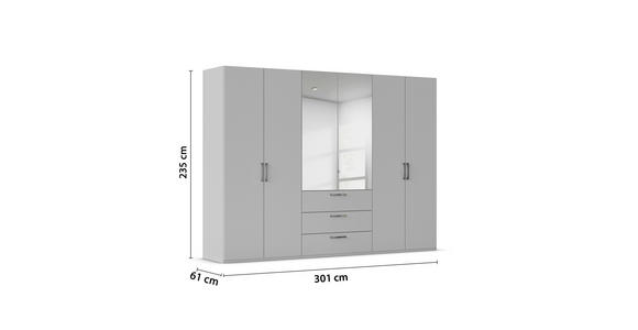 DREHTÜRENSCHRANK 301/235/61 cm,  in Graphitfarben, 6-türig  - Chromfarben/Edelstahlfarben, Basics, Glas/Holzwerkstoff (301/235/61cm) - Novel