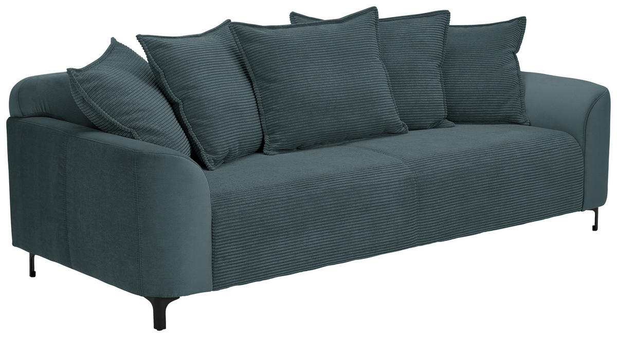 3-SITZER-SOFA in Cord, Velours Dunkelgrau  - Dunkelgrau/Schwarz, Konventionell, Textil/Metall (228/84/99cm) - Carryhome