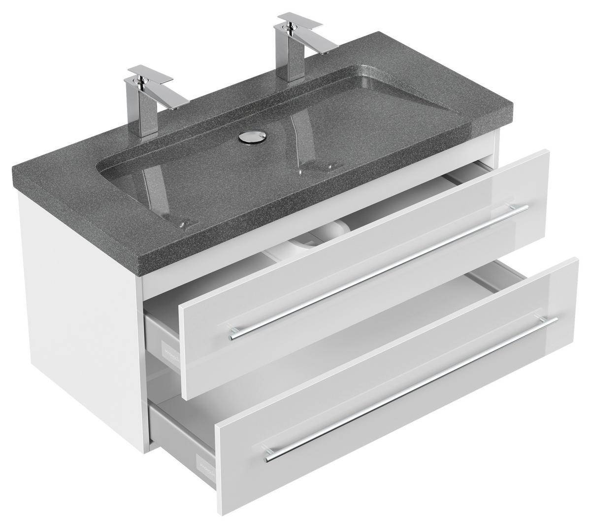 WASCHTISCHKOMBI 100 cm  - Weiß Hochglanz, Basics, Holzwerkstoff/Stein (100cm) - MID.YOU