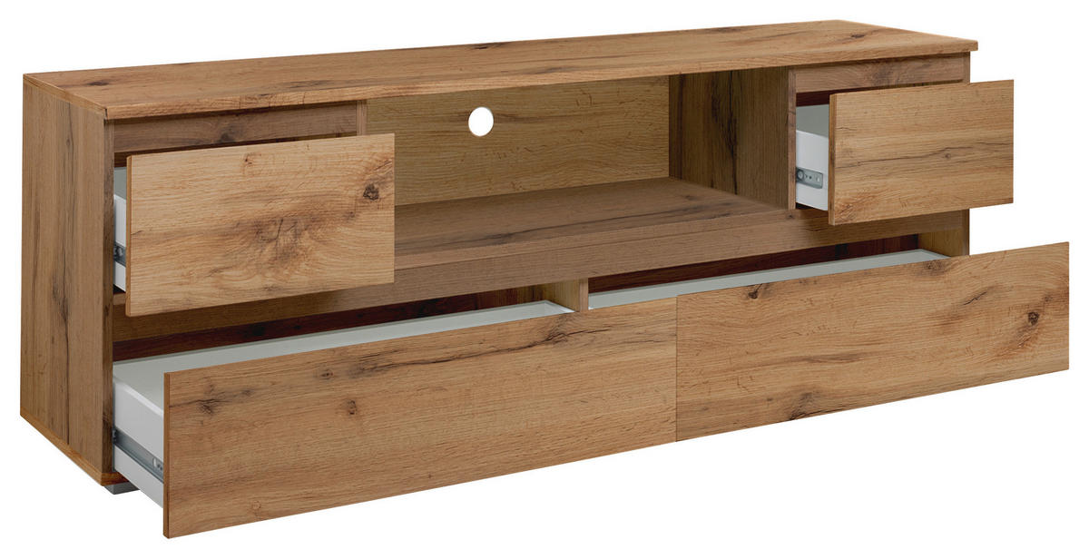 LOWBOARD  in 160/55/40 cm  - Eichefarben/Silberfarben, KONVENTIONELL, Holzwerkstoff (160/55/40cm) - MID.YOU