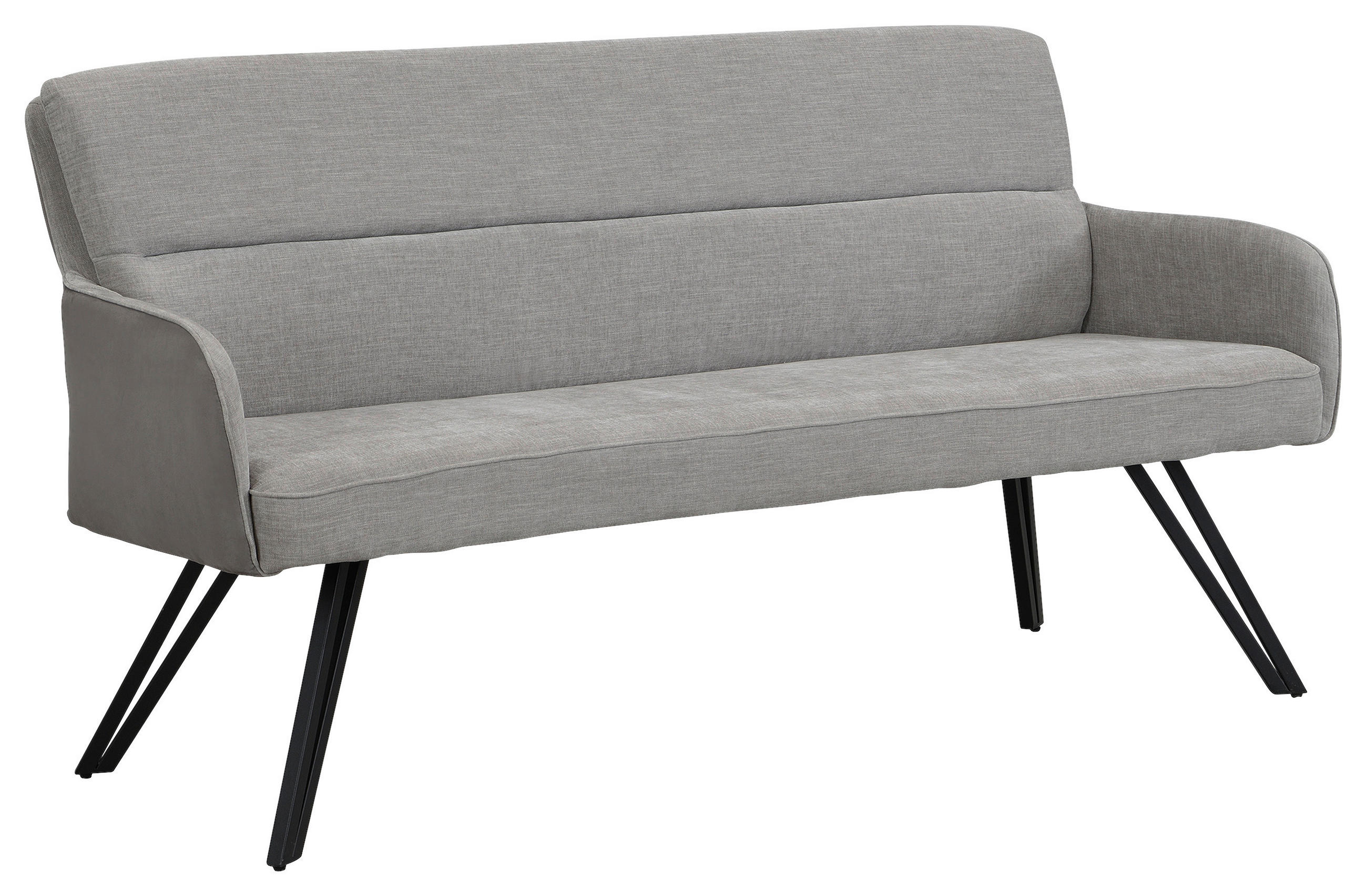 SITZBANK 160/94/67 cm Webstoff Schwarz, Hellgrau  - Hellgrau/Schwarz, MODERN, Textil/Metall (160/94/67cm) - MID.YOU