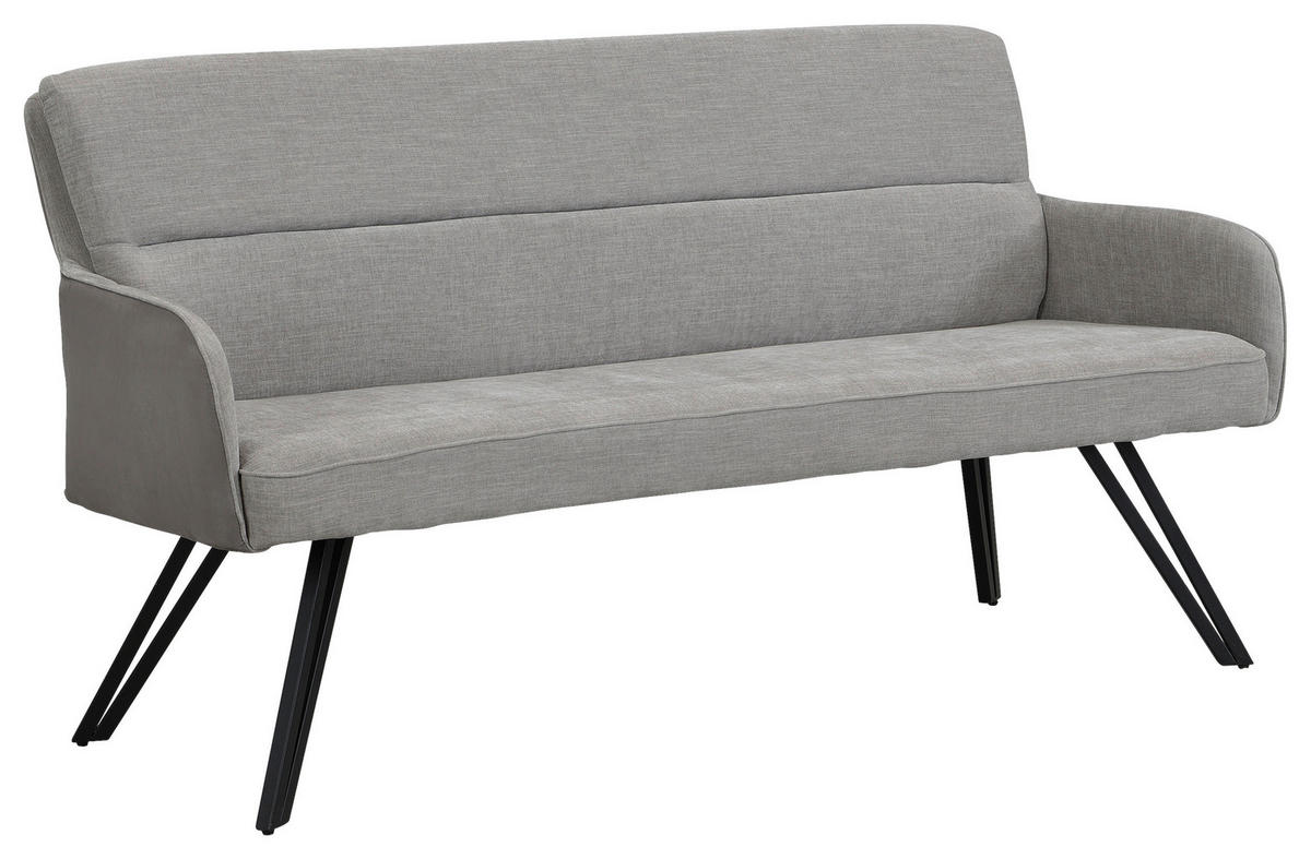 SITZBANK 160/94/67 cm Webstoff Schwarz, Hellgrau  - Hellgrau/Schwarz, MODERN, Textil/Metall (160/94/67cm) - MID.YOU