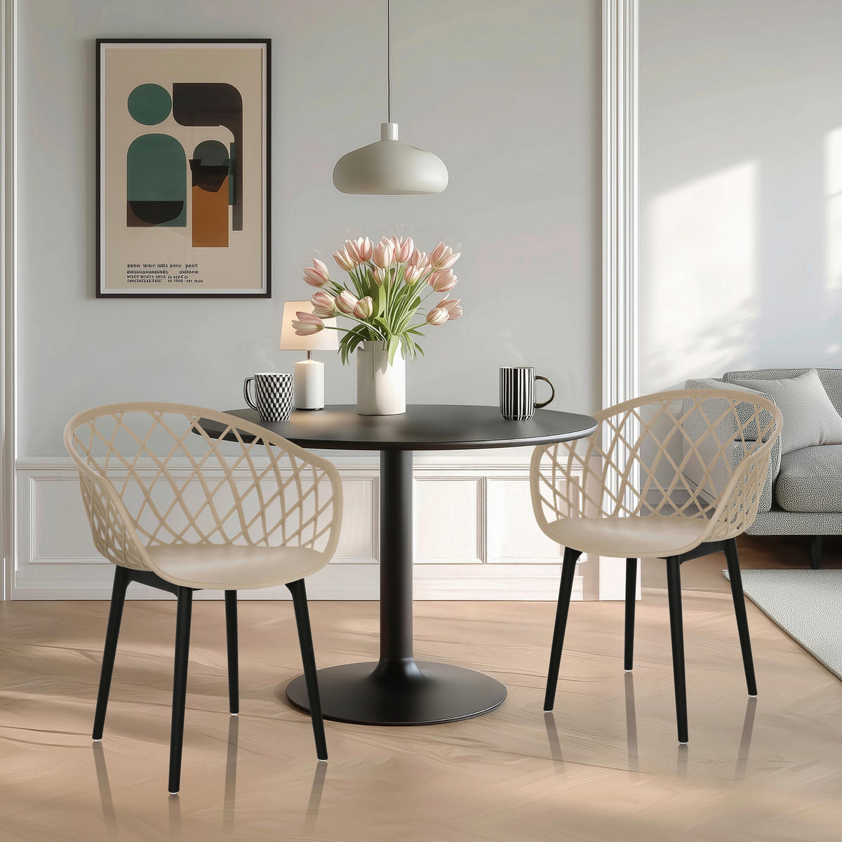 BESUCHERSTUHL  in Beige  - Beige/Schwarz, MODERN, Kunststoff (57/76/53cm) - MID.YOU