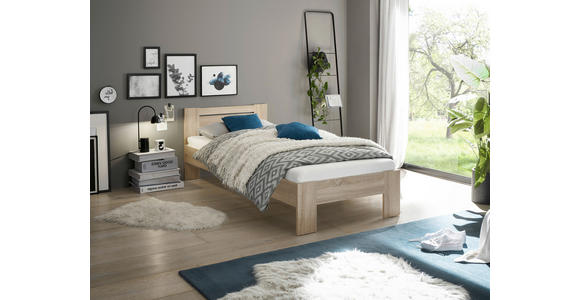 BETT 90/200 cm in Sonoma Eiche - Sonoma Eiche, KONVENTIONELL, Holzwerkstoff (90/200cm) - Carryhome