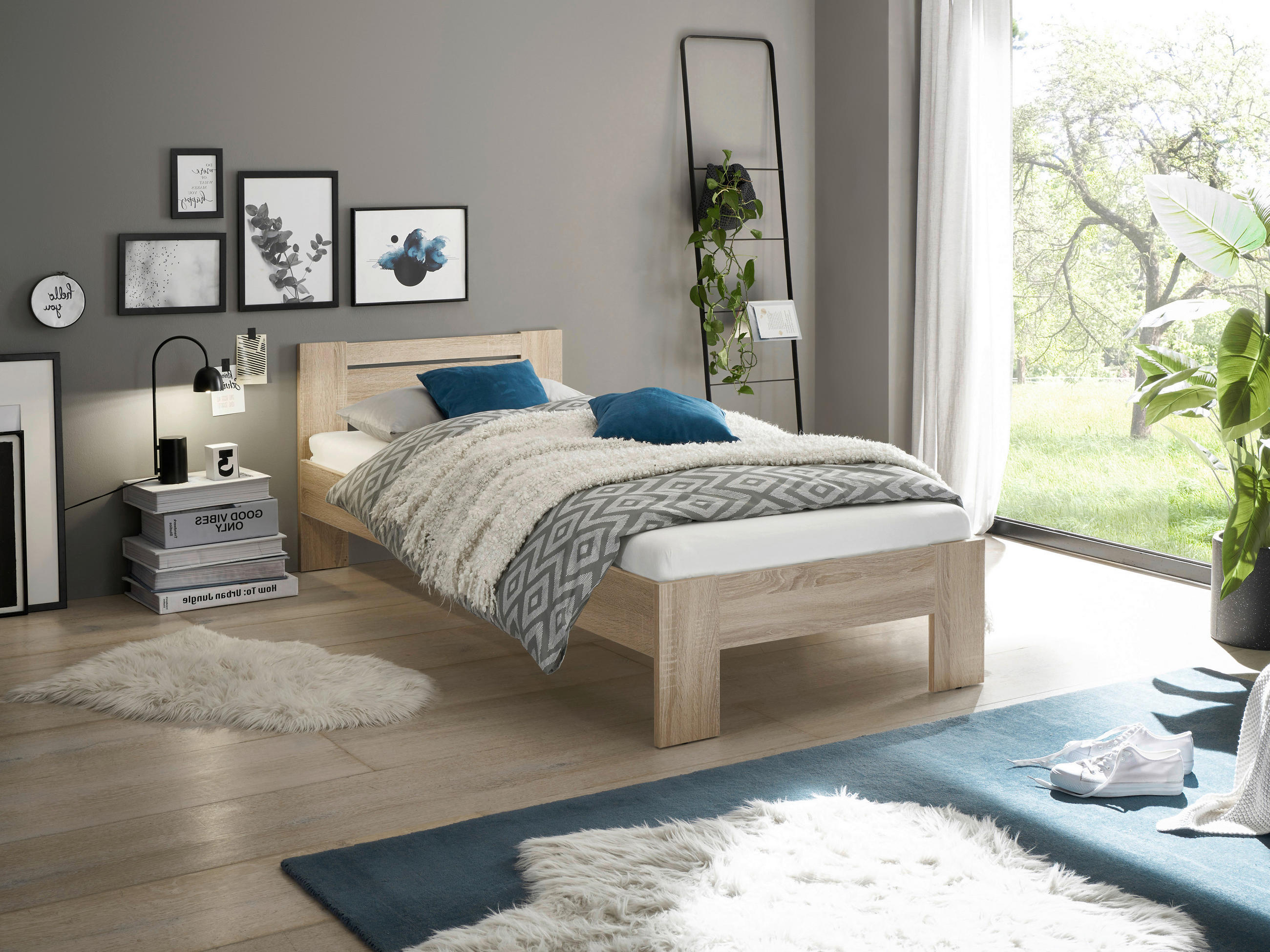 BETT 90/200 cm  in Sonoma Eiche  - Sonoma Eiche, KONVENTIONELL, Holzwerkstoff (90/200cm) - Carryhome