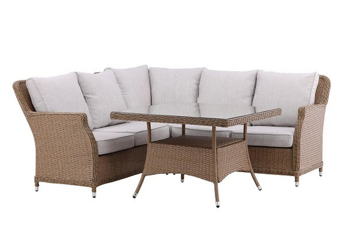TRÄDGÅRDSGRUPP  - vit/sandfärgad, Basics, metall/glas (204/204/88cm)