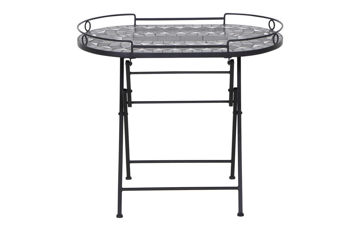 GARTENBEISTELLTISCH 67,5/41/60 cm Metall, Keramik  - Schwarz, KONVENTIONELL, Keramik/Metall (67,5/41/60cm) - Siena Garden