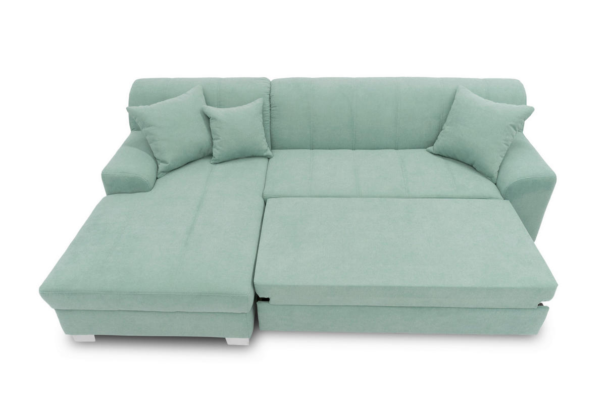 ECKSCHLAFSOFA  CAPRI Mintgrün Mikrofaser  - Chromfarben/Mintgrün, KONVENTIONELL, Textil/Metall (152/239cm) - MID.YOU