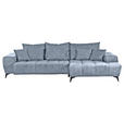 ECKSOFA in Flachgewebe Blau  300/205 cm  - Blau/Schwarz, KONVENTIONELL, Textil/Metall (300/205cm) - Carryhome
