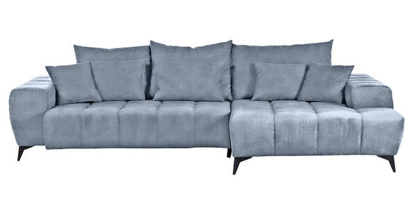 ECKSOFA in Flachgewebe Blau  300/205 cm  - Blau/Schwarz, KONVENTIONELL, Textil/Metall (300/205cm) - Carryhome
