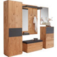 GARDEROBENSCHRANK  in 60/205/38 cm  - Eichefarben/Anthrazit, Design, Glas/Holz (60/205/38cm) - Waldwelt