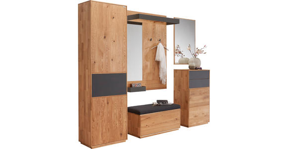 GARDEROBENSCHRANK  in 60/205/38 cm  - Eichefarben/Anthrazit, Design, Glas/Holz (60/205/38cm) - Waldwelt