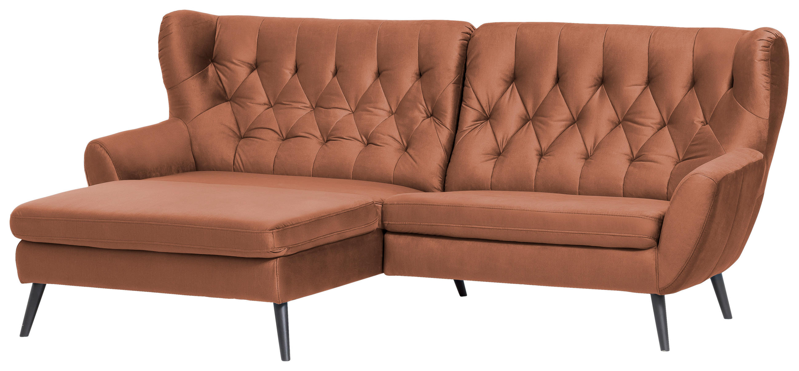 ECKSOFA in Mikrofaser Kupferfarben  - Schwarz/Kupferfarben, Design, Holz/Textil (165/237cm) - Stylife