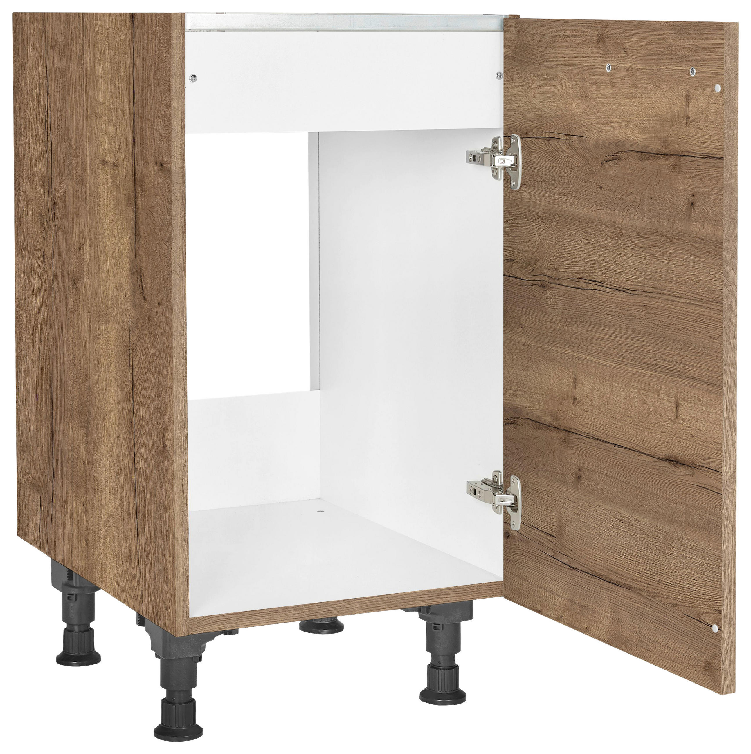 SPÜLENUNTERSCHRANK 45/87/56 cm in Eiche dunkel - Eiche dunkel/Schwarz, MODERN, Holzwerkstoff/Metall (45/87/56cm) - Nobilia