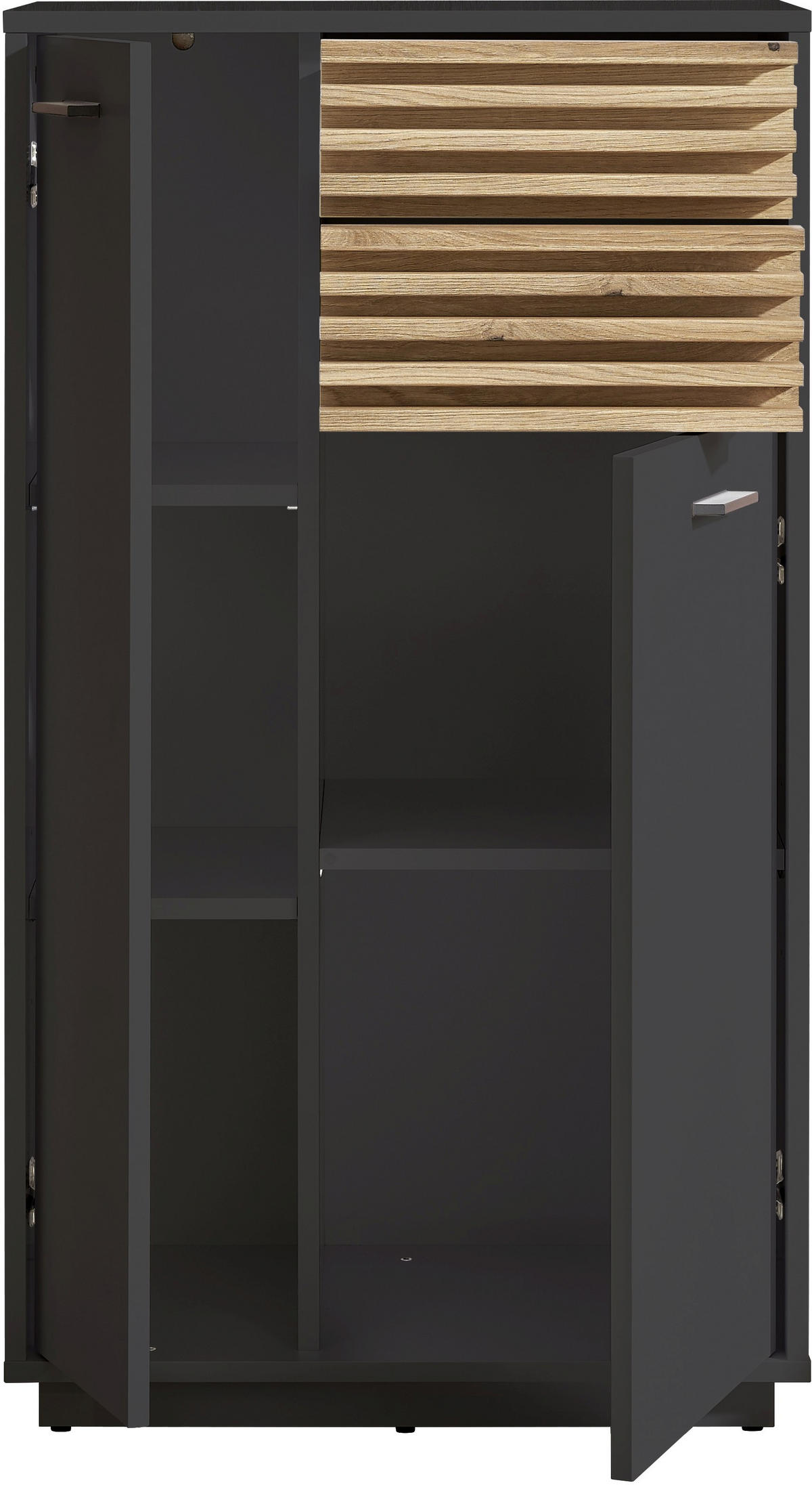 MIDISCHRANK 60/106/35 cm  - Eichefarben/Anthrazit, KONVENTIONELL, Holzwerkstoff/Kunststoff (60/106/35cm) - home24