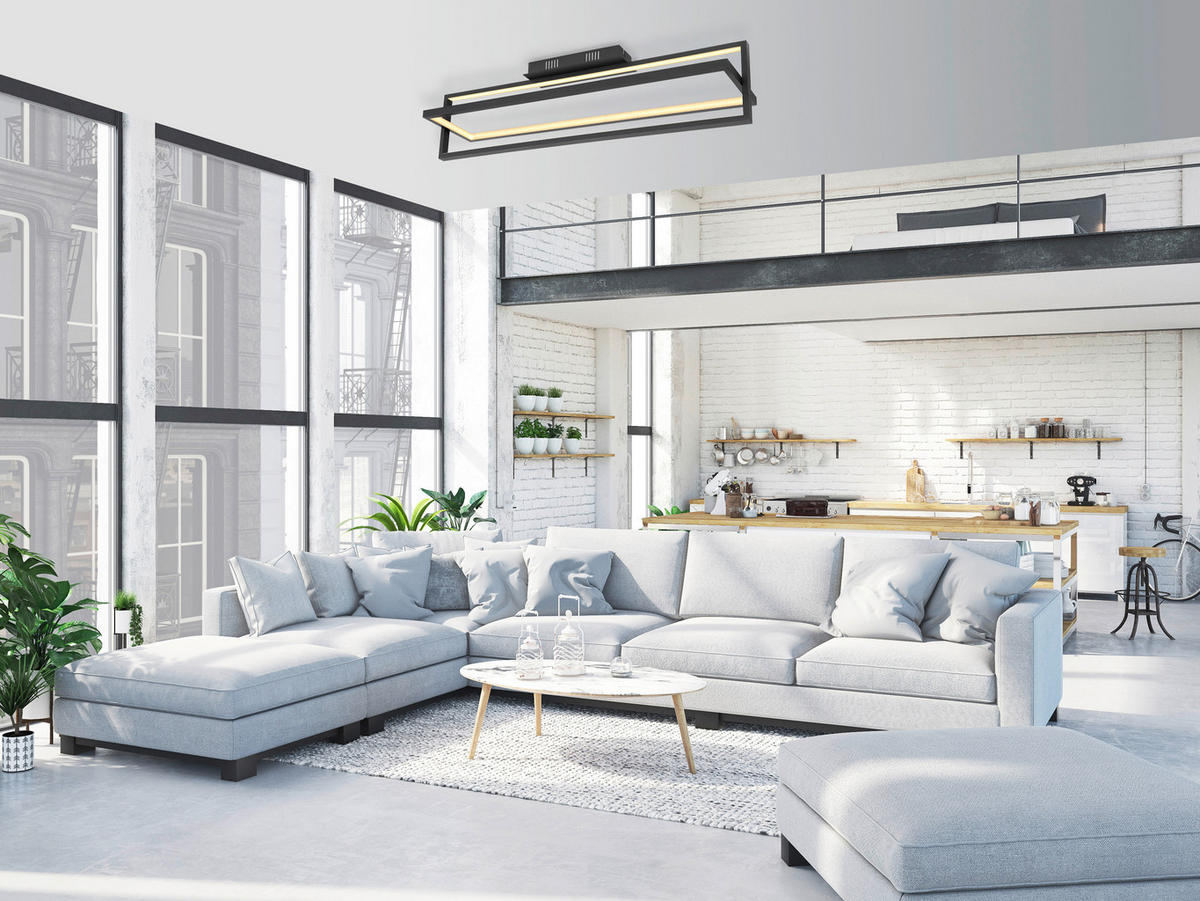 STROPNÍ LED SVÍTIDLO, 82/18/21.5 cm - černá/opál, Trend, kov/plast (82/18/21.5cm) - Globo