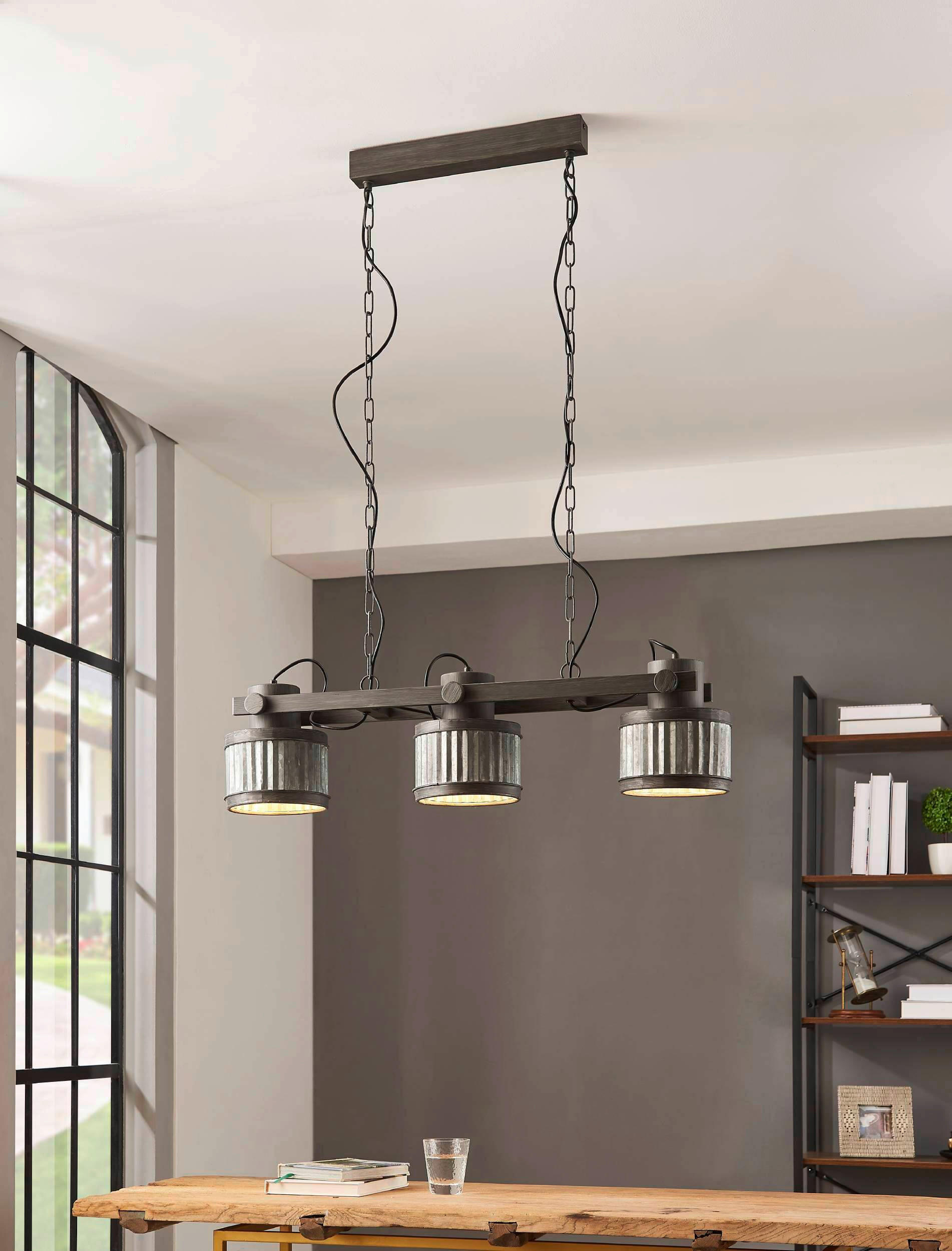 HÄNGELEUCHTE 88/18/110 cm    - Schwarz/Grau, Design, Metall (88/18/110cm) - Eglo