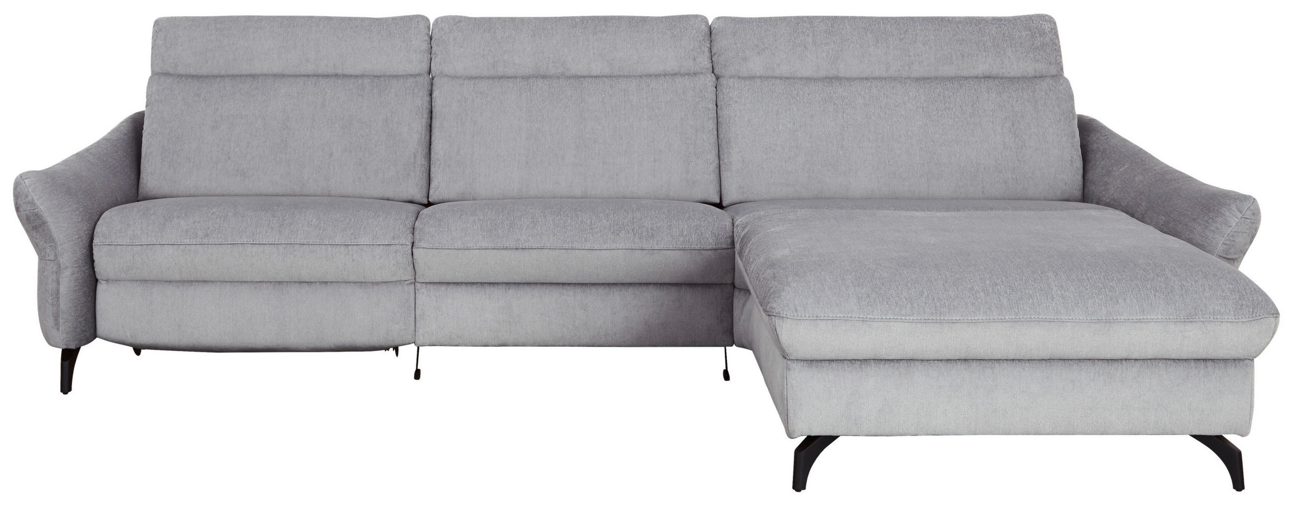 ECKSOFA  in Chenille, Flachgewebe Hellgrau  306/179 cm  - Anthrazit/Hellgrau, KONVENTIONELL, Textil/Metall (306/179cm) - Himolla Komfortklass