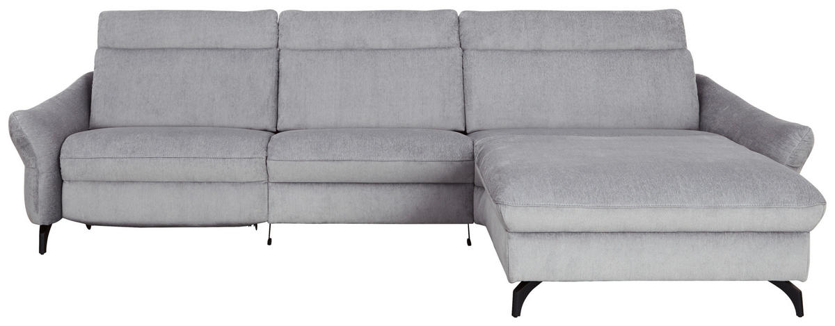 ECKSOFA Chenille, Flachgewebe Hellgrau  - Anthrazit/Hellgrau, Konventionell, Textil/Metall (306/179cm) - Himolla Komfortklass