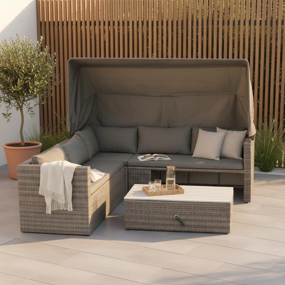 GARDENSON Loungegarnitur Grau mit Dach kaufen