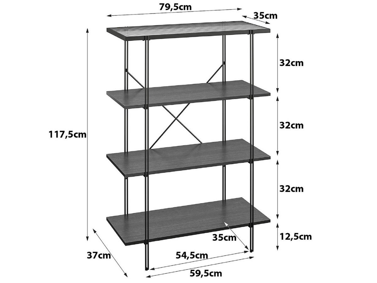 REGAL  79/117/35 cm Schwarz  - Schwarz, Design, Glas/Holzwerkstoff (79/117/35cm)