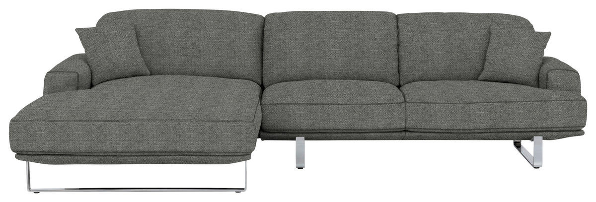 ECKSOFA in Webstoff Grau  - Grau, Design, Textil/Metall (184/304cm) - Dieter Knoll