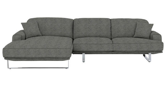 ECKSOFA in Webstoff Grau  - Grau, Design, Textil/Metall (184/304cm) - Dieter Knoll