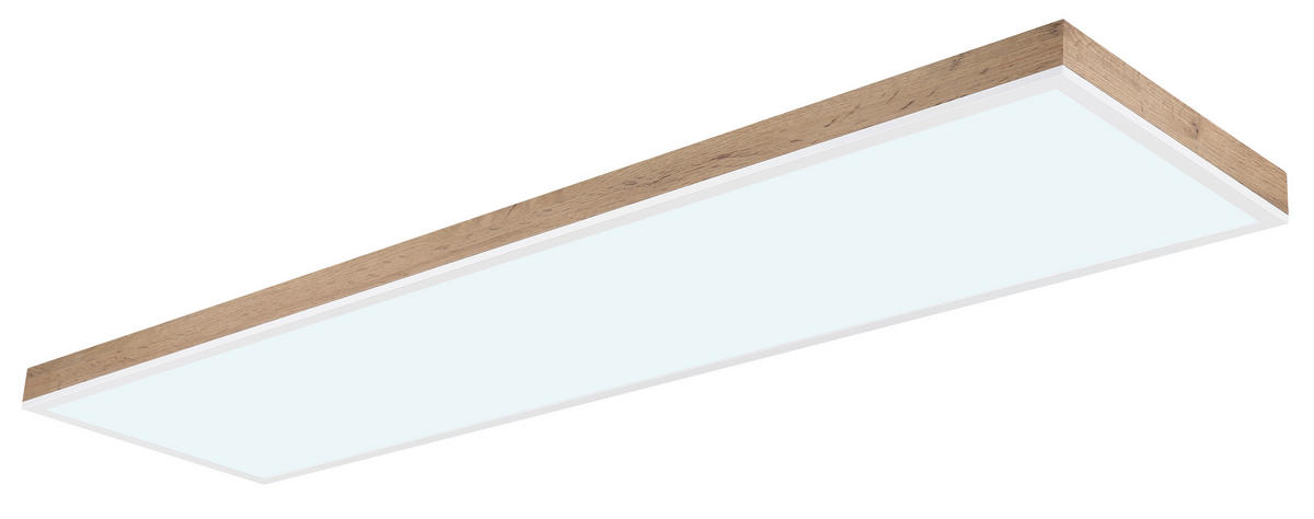 LED-DECKENLEUCHTE 120/30/7,5 cm   - Dunkelbraun/Opal, Natur, Holzwerkstoff/Kunststoff (120/30/7,5cm) - Globo