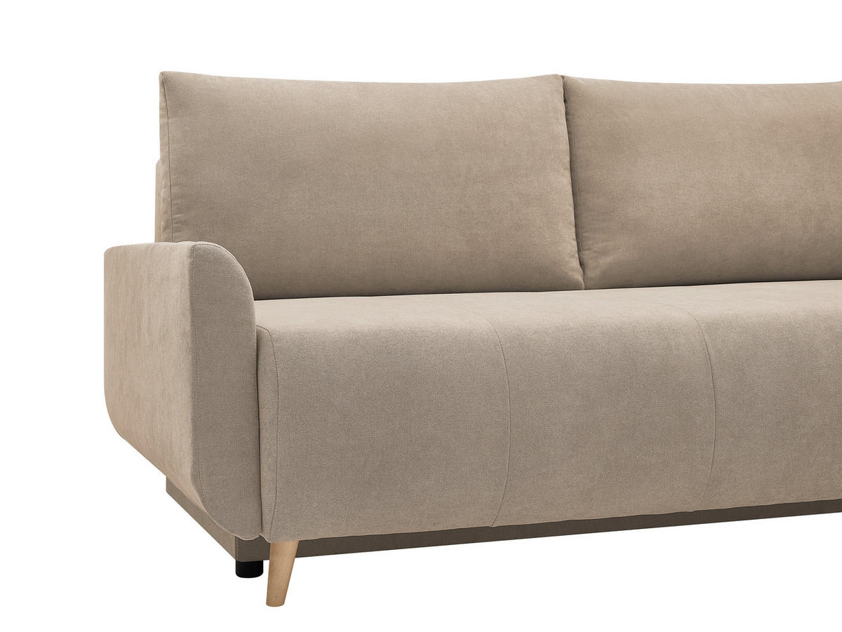 SCHLAFSOFA DUO Mikrofaser Hellbraun  inkl. Rückenkissen, Bettkasten, Schlaffunktion, Rücken echt  - Hellbraun/Naturfarben, Design, Textil (218/90/110cm) - P & B