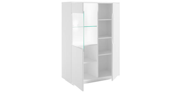 HIGHBOARD Weiß 90/130/38 cm - Weiß, MODERN, Glas/Holzwerkstoff (90/130/38cm) - Carryhome
