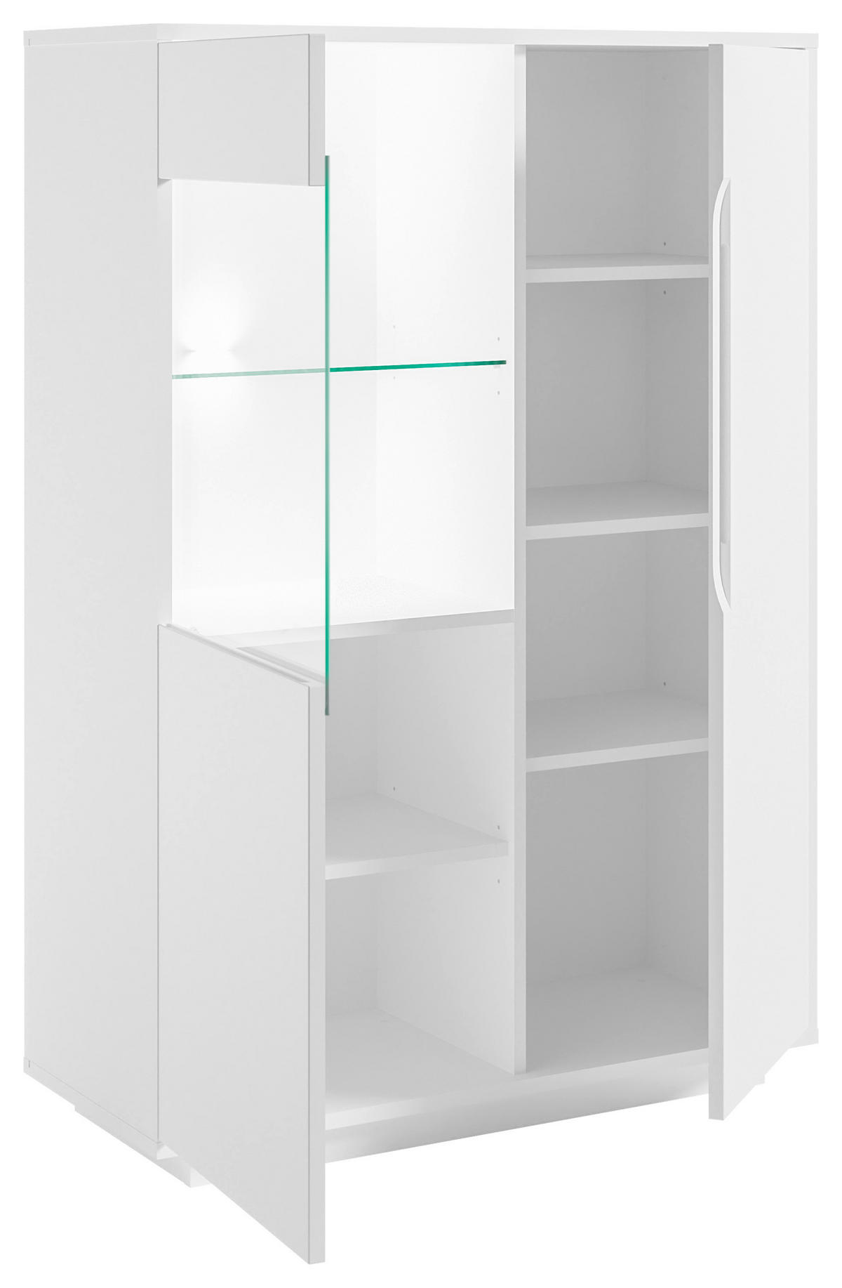 HIGHBOARD Weiß  90/130/38 cm  - Weiß, MODERN, Glas/Holzwerkstoff (90/130/38cm) - Carryhome