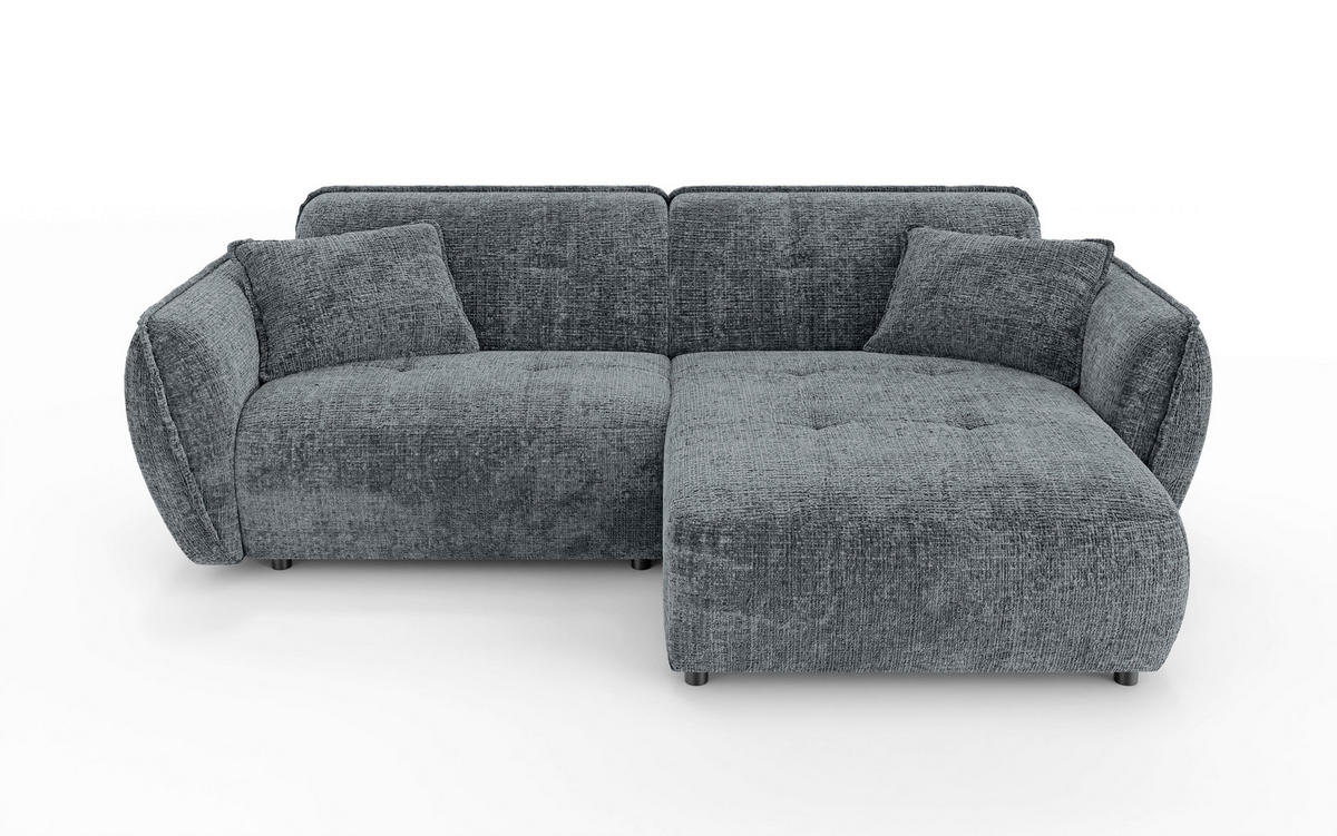 ECKSOFA Nelia in Chenille Dunkelgrau  252/155 cm  - Dunkelgrau/Schwarz, Design, Kunststoff/Textil (252/155cm) - P & B
