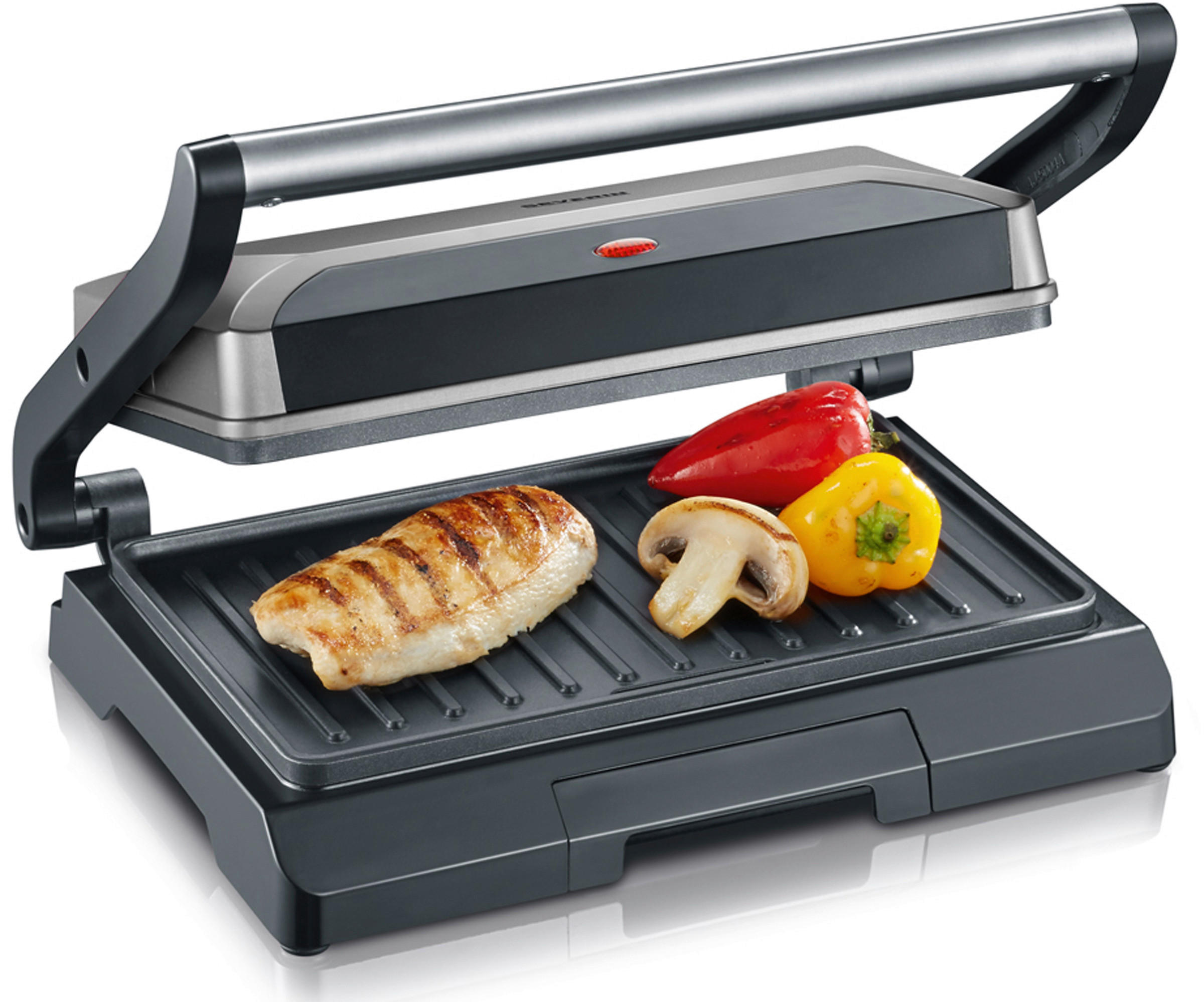 KONTAKTGRILL  - Silberfarben/Schwarz, Trend, Kunststoff/Metall (29,1/26/11,5cm) - Severin