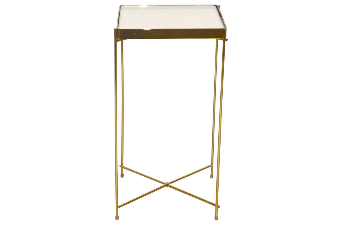 BEISTELLTISCH 32/32/60 cm Champagner quadratisch  - Champagner, Design, Glas/Metall (32/32/60cm) - MID.YOU