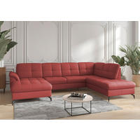 WOHNLANDSCHAFT in Vliesstoff Kombination Echtleder/Stoff Rot  - Rot/Schwarz, Modern, Leder/Textil (164/319/212cm) - Sit & More
