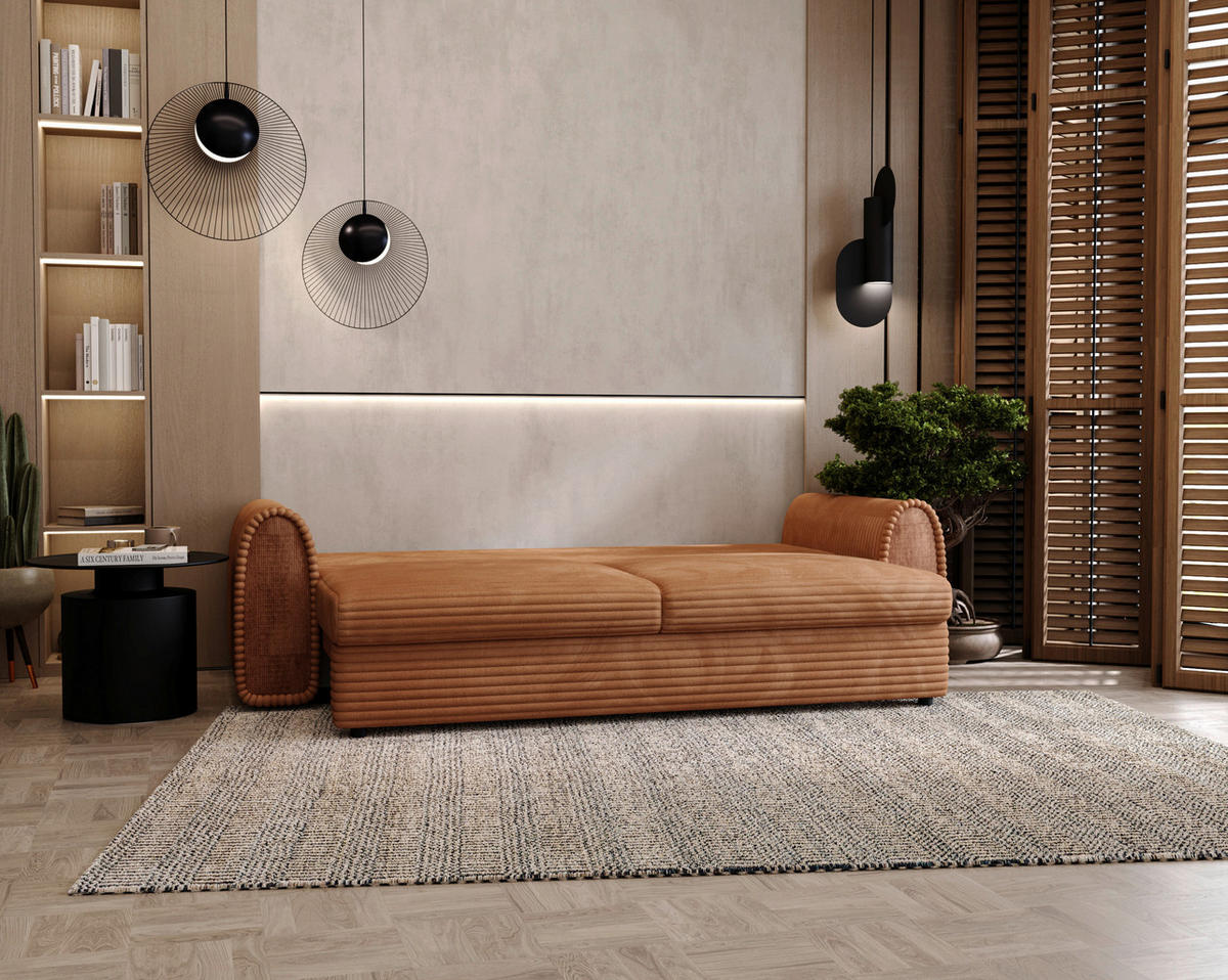 SCHLAFSOFA in Cord, Feincord Rostfarben, Hellbraun  - Hellbraun/Rostfarben, Konventionell, Kunststoff/Textil (240/83/116cm) - Carryhome