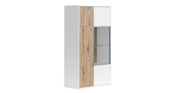 VITRINE  in Weiß, Eiche Artisan  - Weiß/Eiche Artisan, MODERN, Glas/Holzwerkstoff (75/137/37cm) - Carryhome