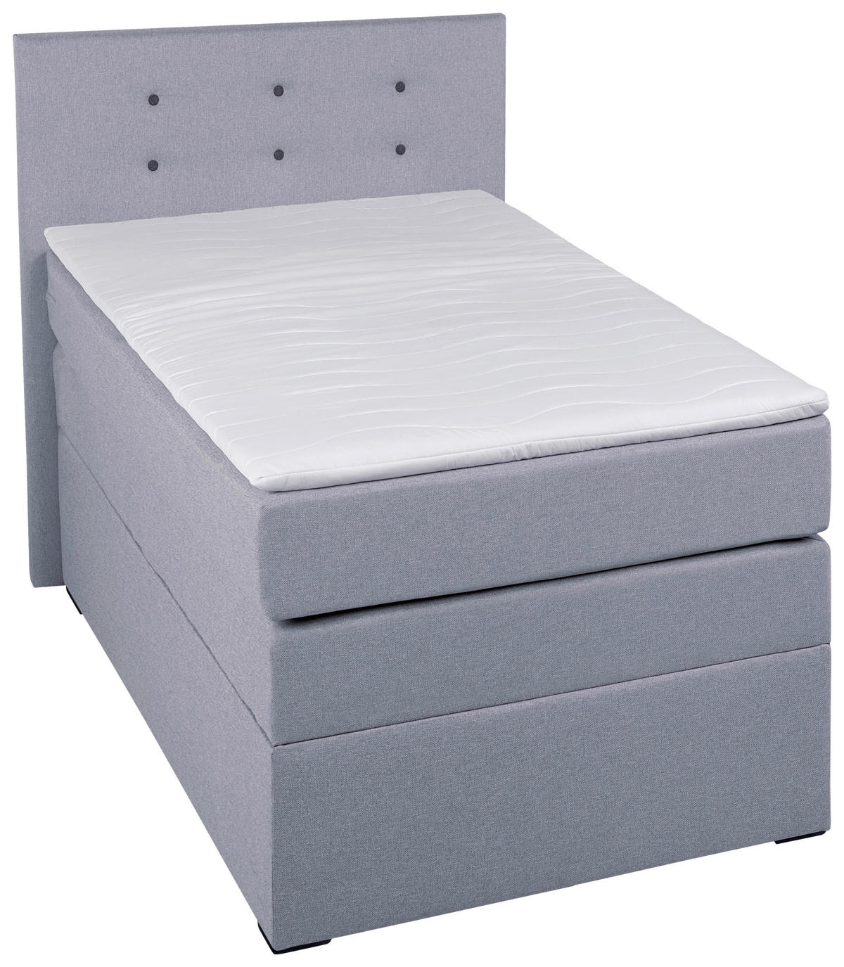 BOXSPRINGBETT 90/200 cm,  in Silberfarben, Bettkasten, Topper, H3 = fest  - Silberfarben/Schwarz, MODERN, Kunststoff/Textil (90/200cm) - MID.YOU