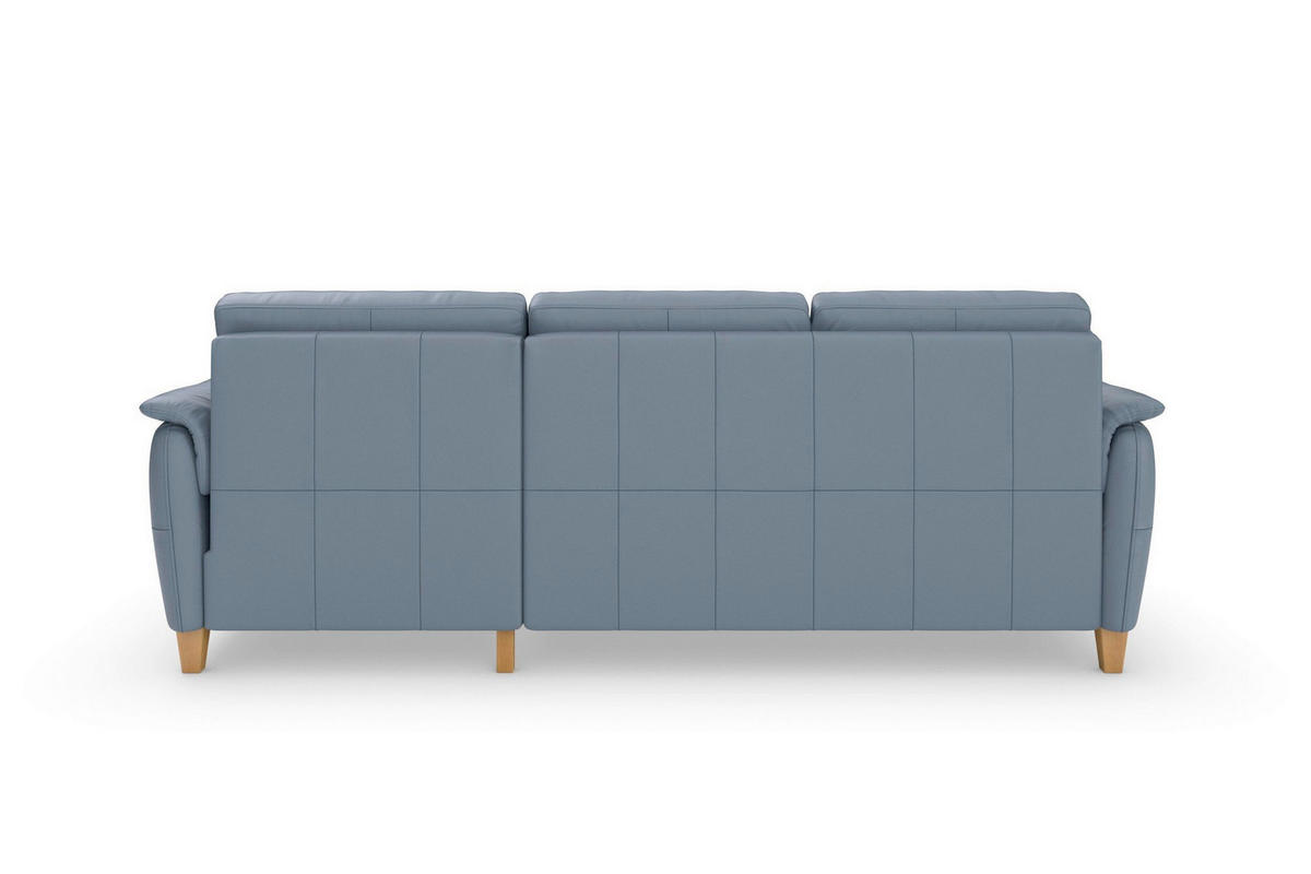 ECKSOFA PALMERA E Graublau Echtleder  - Graublau/Eichefarben, Basics, Leder/Holz (244/163cm) - Sit & More