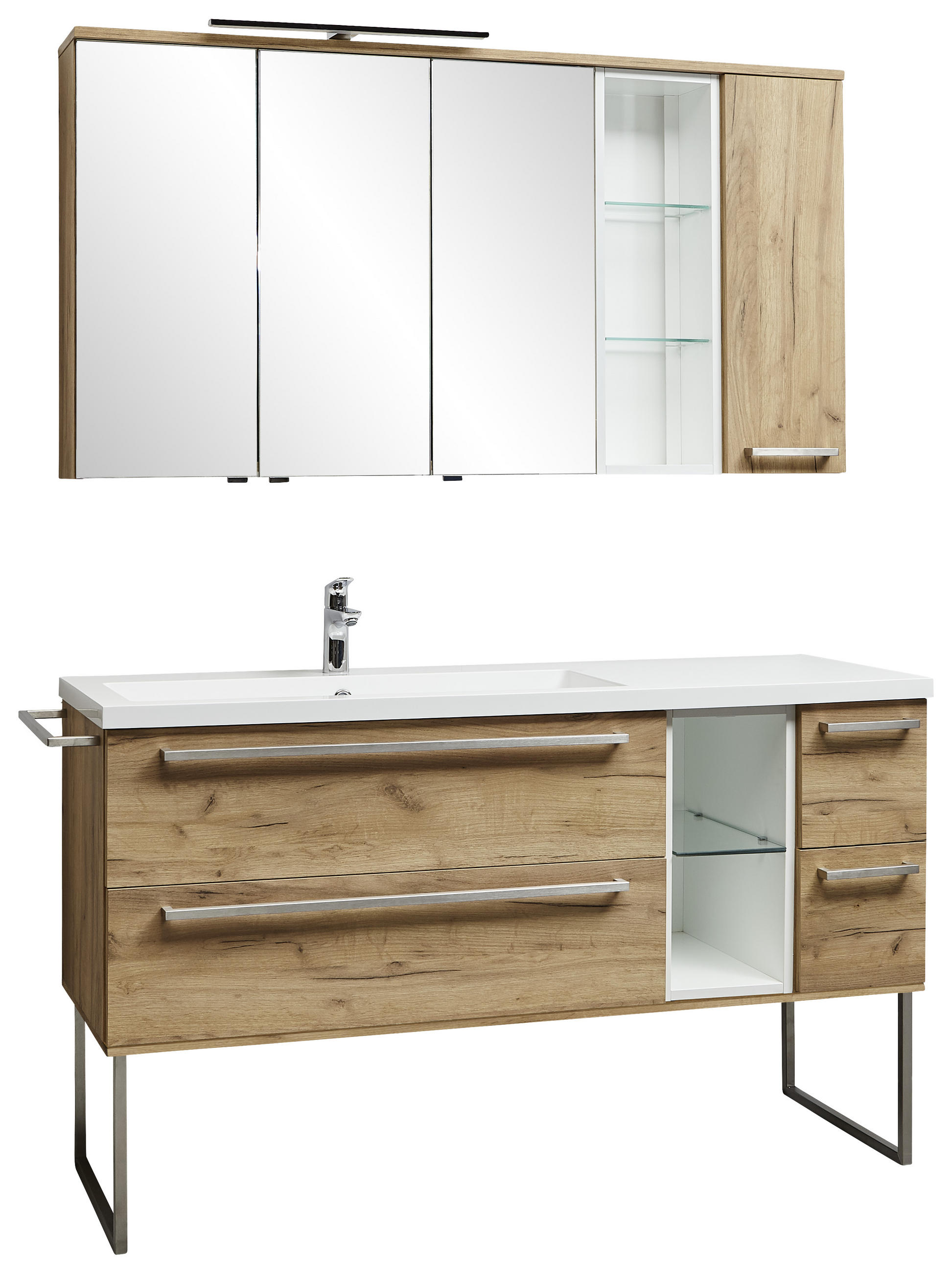 BADEZIMMER  in 145 cm  - Eichefarben/Weiß, Basics, Glas/Holzwerkstoff (145cm) - Dieter Knoll