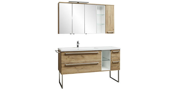 BADEZIMMER 145 cm  - Eichefarben/Weiß, Basics, Glas/Holzwerkstoff (145cm) - Dieter Knoll