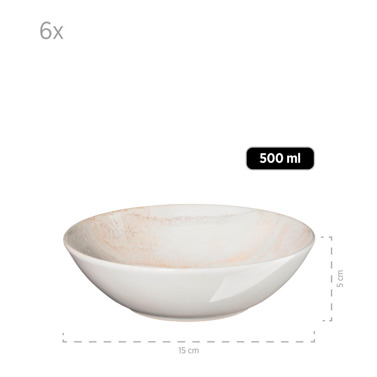 SALATSET  Ossia 7-teilig  - Beige, Basics, Keramik (35,5/36,5/31,5cm) - Mäser