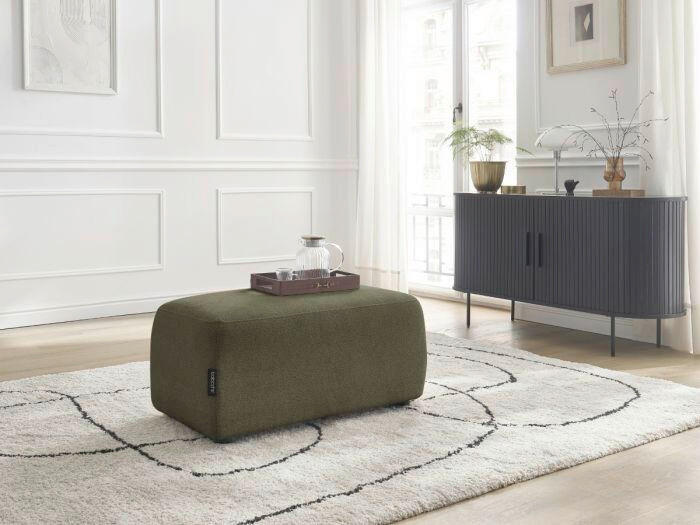 HOCKER ATILLA Flachgewebe Grün  - Schwarz/Grün, MODERN, Kunststoff/Textil (92/44/48cm)