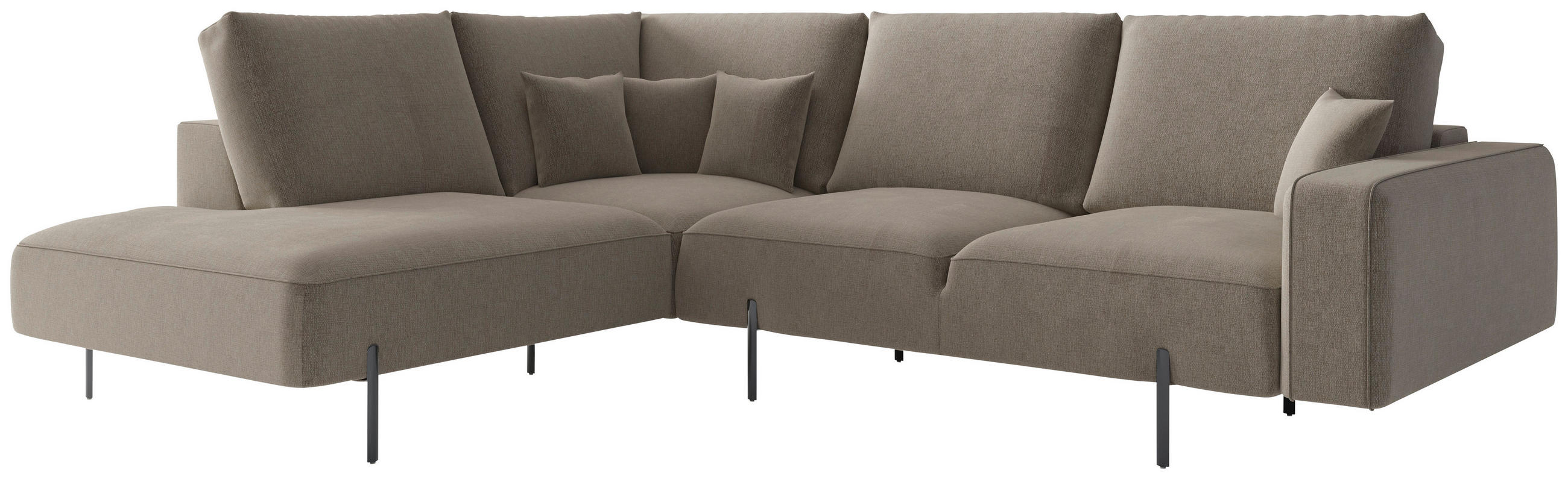 ECKSOFA in Flachgewebe Champagner  223/280/223 cm  - Champagner/Schwarz, Design, Textil/Metall (223/280/223cm) - Livetastic