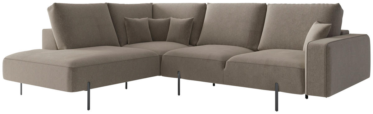 ECKSOFA in Flachgewebe Champagner  223/280/223 cm  - Champagner/Schwarz, Design, Textil/Metall (223/280/223cm) - Livetastic
